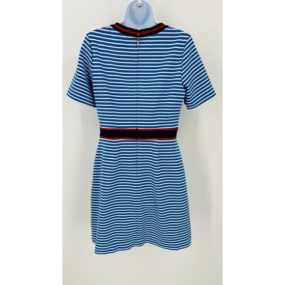Draper James Persley Ponte Knit Dress Size M Blue White Stripe Red Trim - Picture 8 of 13